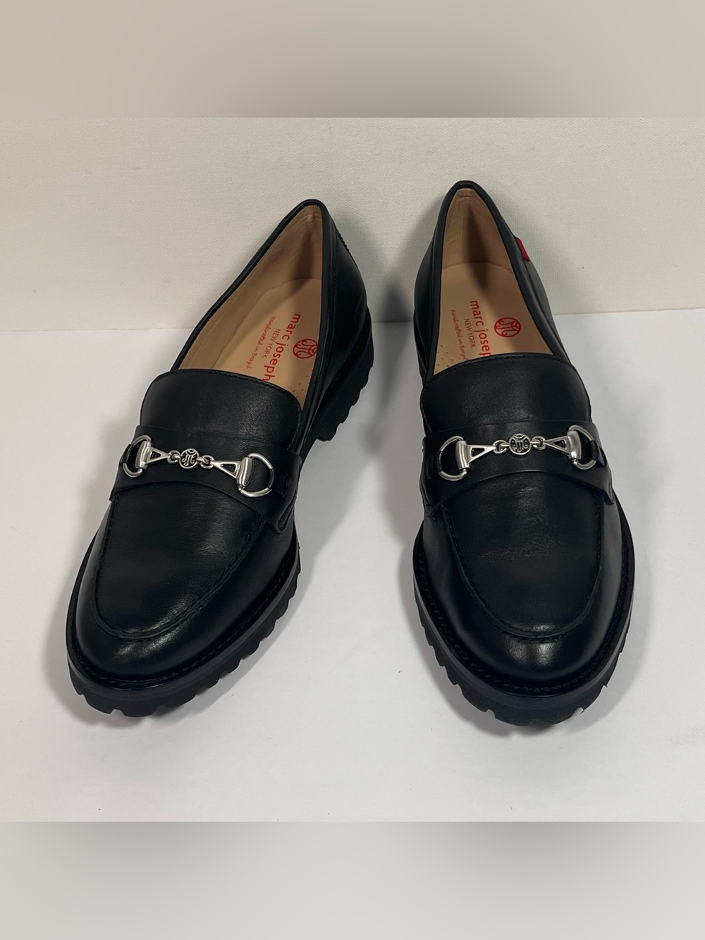Joseph New York Nancy LN Slip On Leather Loafers with Silver Chain Detail - Picture 3 of 6